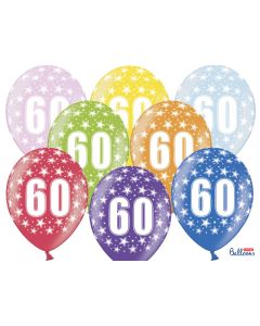 6 ballons multicolores 60eme anniversaire