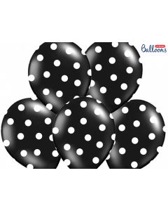 Ballon de baudruche noir pois blanc