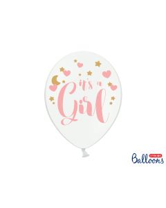 x6 Ballon Baby Shower It's a Girl blanc et rose