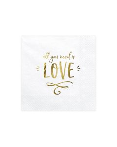 Serviette Papier All You Need Is Love Doré