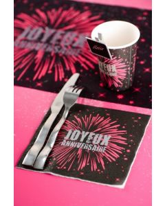 Serviettes de table « Joyeux Anniversaire » coloris noir x 10