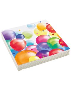 20 serviettes ballons colorés