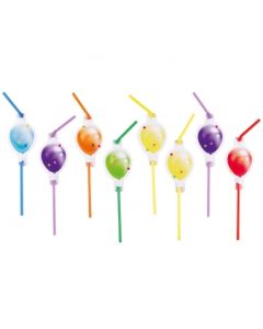 8 Pailles Ballons colorés
