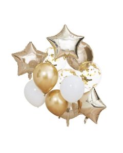 Packs de ballons or et blanc x12