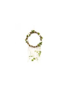 Couronne bois lierre églantine et rubans  x2 - 20 et 30 cm blanc