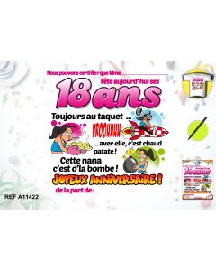 T-shirt anniversaire Femme 18 ans + stylo + certificat
