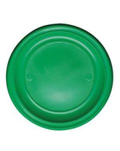 20 assiettes plastiques vertes rondes - 22 cm