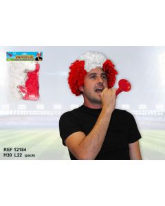 Perruque de supporter – Blanc et Rouge