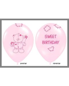 Lot de 6 Ballons roses " sweet birthday"