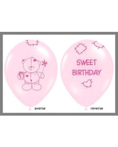 Lot de 6 Ballons roses " sweet birthday"