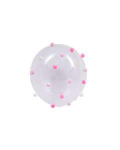 Ballons transparents avec pompon rose et blanc x5