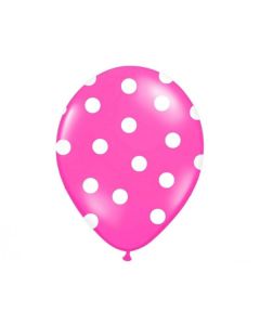 12 Ballons en latex fuchsia à pois