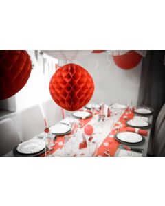 Boule papier alvéolée rouge 30 cm