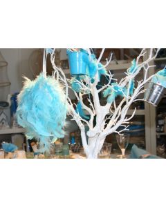 Boule en plumes turquoise