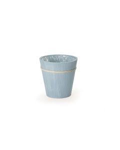 Cache pot bleu tendre thème mer en bois 20 x 20 cm