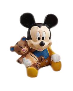 Figurine Mickey jaune avec sa peluche