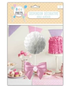 Boule à suspendre baby shower rose