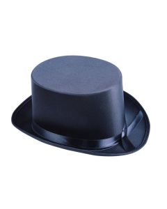 Chapeau tissu satiné adulte - haut de forme - noir 