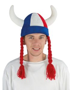  Chapeau velours viking avec tresses adulte - tricolore