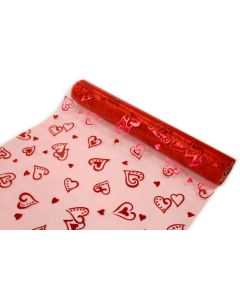 chemin table organza coeur rouge