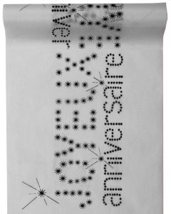 Chemin de table joyeux anniversaire gris, prix le plus bas du net