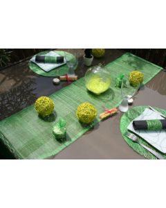Chemin de table sinamay pailleté - vert anis 