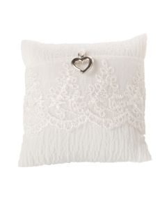 Coussin porte alliances dentelle  blanc 16 x 16 cm