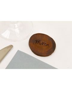 6 Disques en bois marque places - chocolat