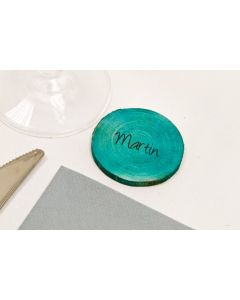 6 Disques en bois marque places - turquoise