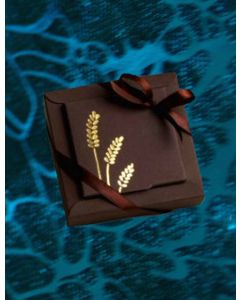 Boîtes à dragées Nina PM Communion à plat - chocolat avec épis or