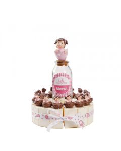 Gâteau à dragées bébé rose macaron15 parts
