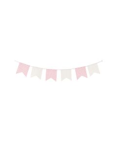 Guirlande tissu vichy rose et blanc 1m80