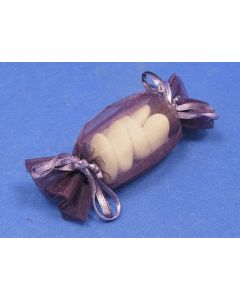 Ballotins en organza forme bonbon - prune 3 cm x 11 cm 