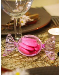 Contenant pour dragées en forme de bonbon de couleur parme  