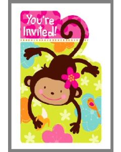 invitations jungle "monkey love" x8