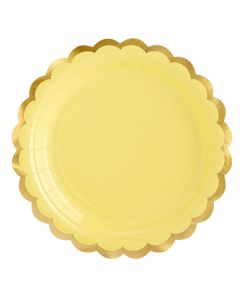 6 assiettes jaunes et or