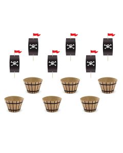 Kit caissettes cupcakes et cake topper pirate x 6