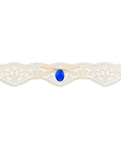 Jarretière en dentelle avec perle - crème