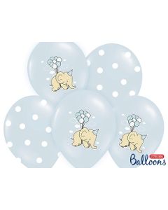 6 ballons éléphant - bleu clair