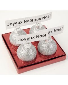 4 Boules Deco porte-nom Argent