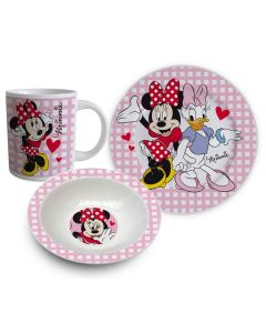 Set petit dej rose a carreaux Minnie Daisy