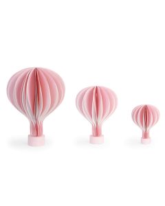 Montgolfière en papier rose avec socle