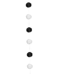Guirlande 6 fleurs blanches et noires