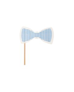 Nœud Papillon photobooth vichy bleu ciel et blanc en tissu 17 cm