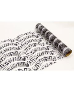 Rouleau organza "Notes de musique" - Blanc
