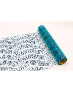 Rouleau organza "Notes de musique" - Turquoise