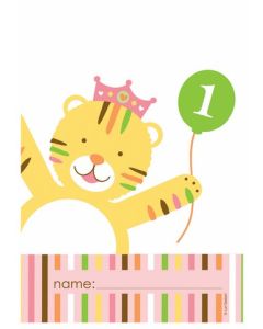 Pochette 1er anniversaire animaux fille  x8