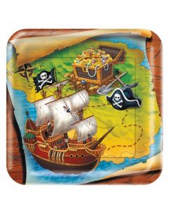 8 assiettes trésor pirate - 18 cm