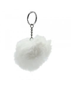 6 pompons blancs porte clés