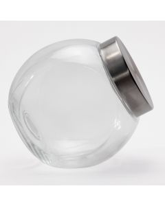 Bonbonniere verre avec couvercle en métal 17X12H17CM